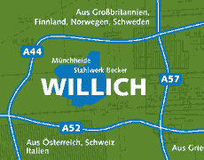 Lageplan Willichs illustriert die gute internationale Anbindung